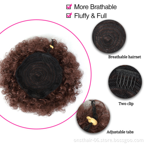 Onst Short Ponytail High Hair Puff Clip in Chignon Bun Hairpiece Afro Kinky Curly Synthetic Drawstring ponytail Hair Extensions